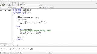 File Handling 07   read a string from file using fscanf