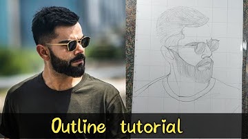Virat Kohli outline drawing tutorial ✏️🎨 || How to draw with grid method ✏️ #gridmethod #viratkohli