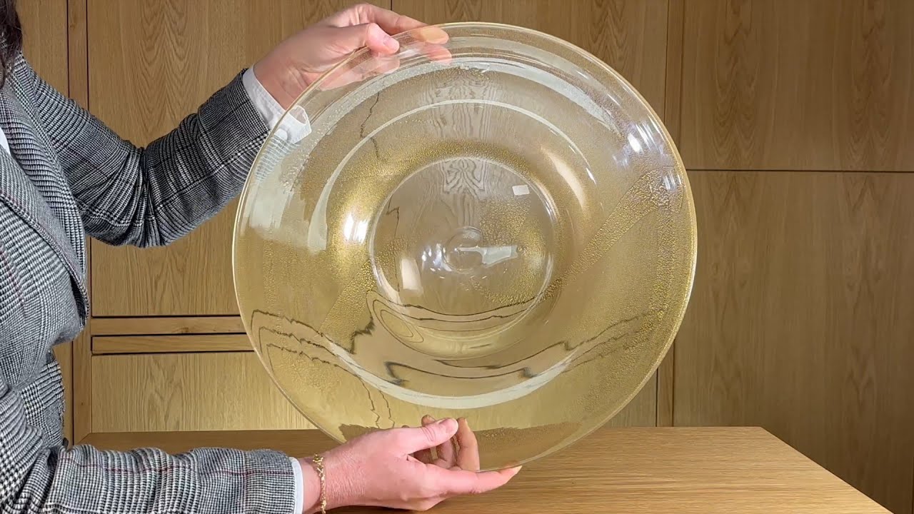 Murano glass plate with gold foil - Seguso - Italy 1960s