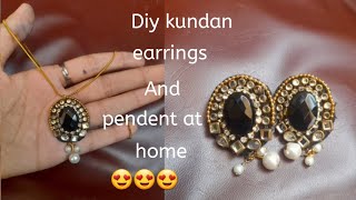 How to make kundan earrings at home | Diy kundan earrings