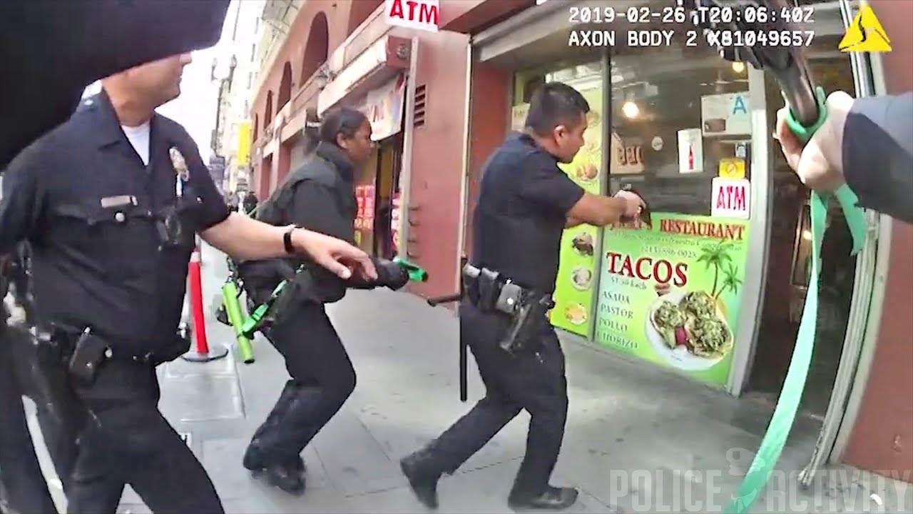 Image result for LAPD Officers Use Bean Bag Rounds To Arrest Man Armed With Knife