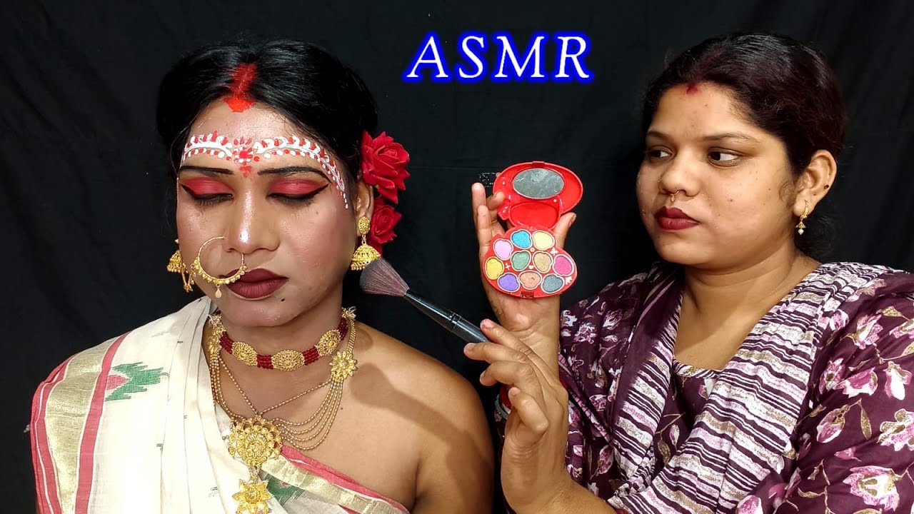 ASMR|| Indian Transformation Traditional Makeup Doing My Elder Brother (Whispering) 💄❤️