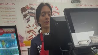 Paying at Cold Stone Ice Creme in Chino Hills California