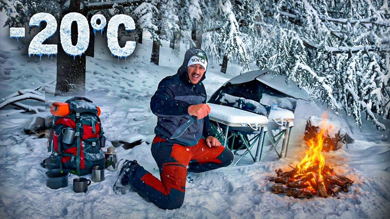 تحدي عاصفة ثلجية تخييم ⛺️ في الثلج يوم تاريخي من أجمل أيام حياتي 🥶تحدي مجنون ‼️🤯