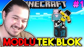 EFSANE SERİ BAŞLADI!! | Minecraft PE Modlu Tek Blok | #1