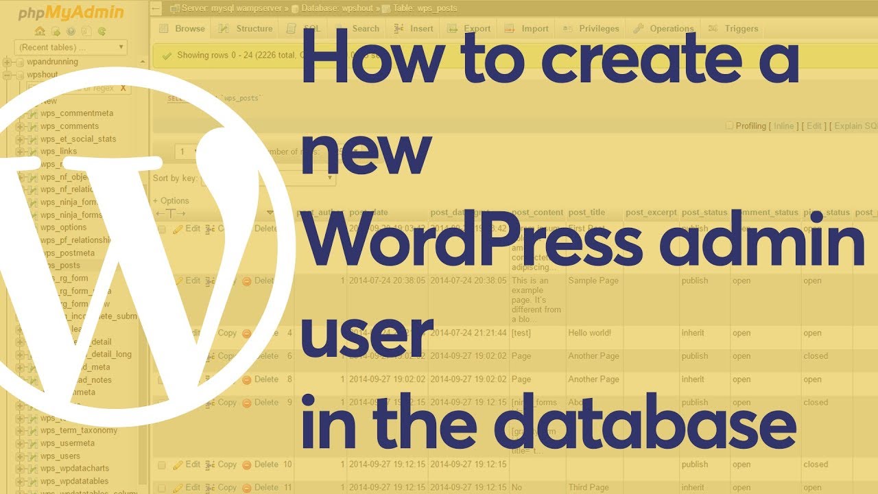 How to create a new WordPress admin user in the database - YouTube