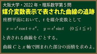 福田の数学〜大阪大学2022年理系第５問〜媒介変数表示のグラフで囲まれた面積