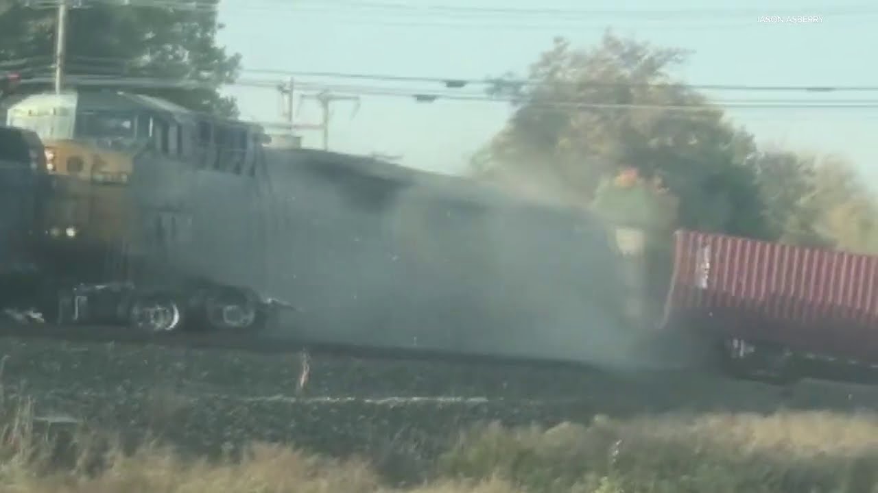 Train hits semi truck stuck on railroad tracks in Pendleton, Indiana