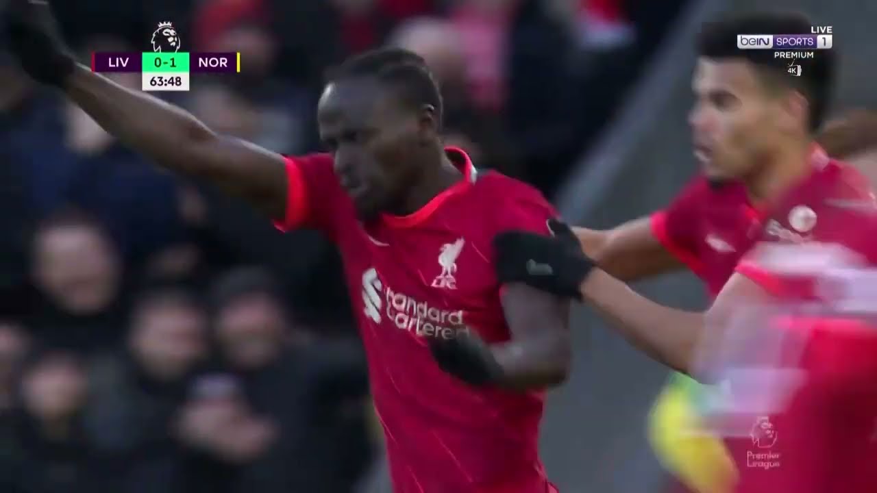Sadio Mane with a wonderful bicycle kick goal against Norwich