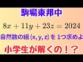 【中学入試】駒東の不定方程式が難しすぎる件【整数問題／計算の工夫】
