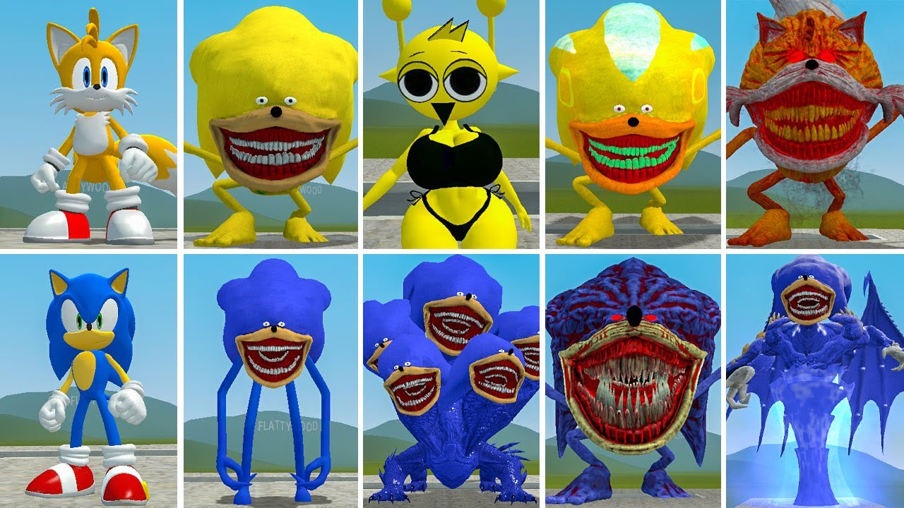 ALL NEW SONIC TAPES RED YELLOW VS ALL SONIC HYDRA  FAMILY ? in Garrysmod!,...