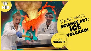 Kylee Makes Science Art: Ice Volcano! | Kids Science Video with Dr. Bill | DIY Baking Soda Eruption