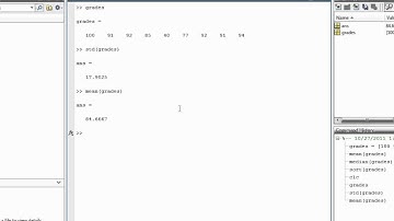Matlab   Sect 33   Calculating Mean, Median, and Standard Deviation of Data in a Vector