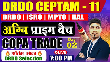 🔥DRDO CEPTAM 11 | Day-02 | COPA Trade Live AI based MCQ Practice | NIMI based Question #drdo #iti