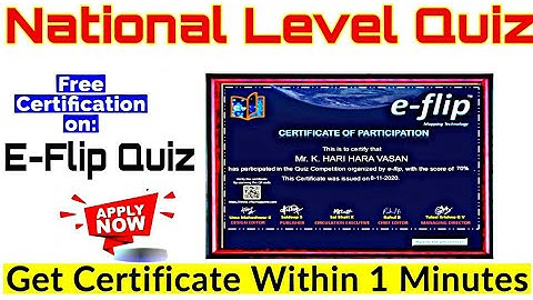 National Level e-flip Quiz Certificate within 1minutes ll Free Certificate ll Free Online Course