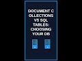 Document Collections vs SQL Tables: Choosing Your DB #Shorts