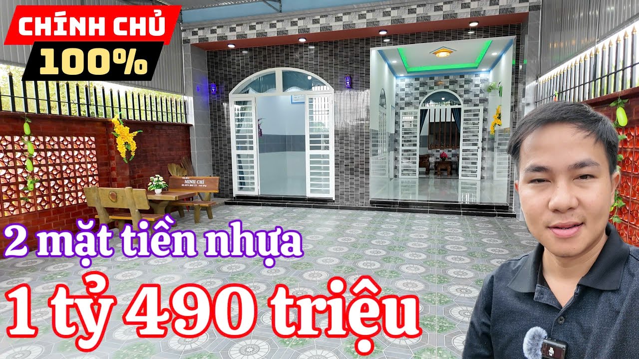 Tây Ninh: Nhà mới xây 2 mặt tiền nhựa 177m2 dưới 1,5 tỷ rộng 7m gần chợ Long Hải chính chủ SHR