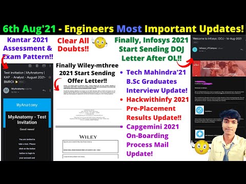 ?Kantar Exam Pattern, Wiley-mthree'21 Releasing Offer Letter, Infosys OL, JL, Capgemini On-Boarding!