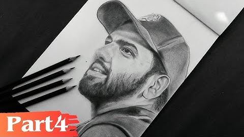 Rohit Sharma Sketch (Part 4), Cap & Clothes Shading, Final Part, Charcoal & graphite, Beginner Level