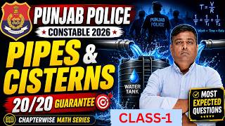 Punjab Police Maths Class | Pipes & Cistern Most Important Questions | Raman Sir