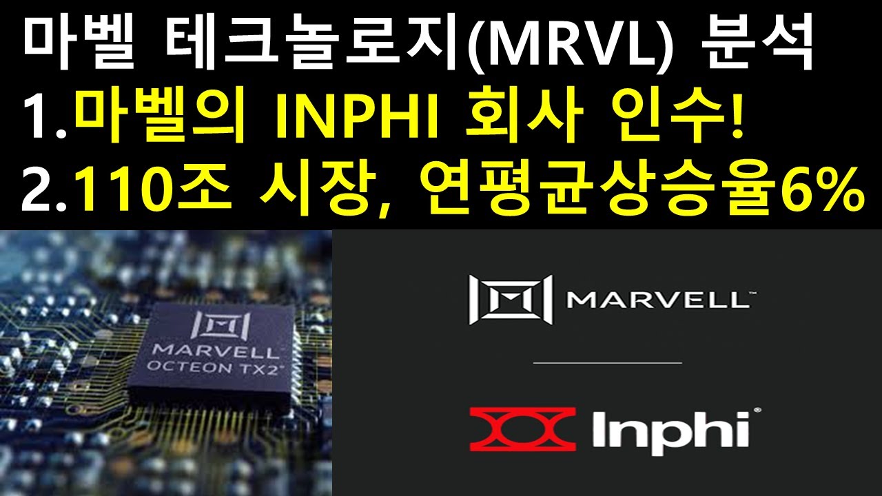 마벨 주가  Update 2022  마벨 테크놀로지(MRVL)의 분석을 해보자! 1.마벨의 INPHI 회사 인수 2. 110조의 시장, 연평균상승율 6%을 알아보자!