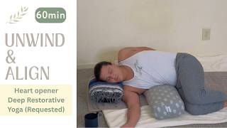 60 Min Heart Opener | Unwind & Align | Deep Restorative Yoga (Requested)