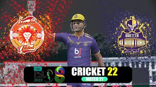 PSL 8 | Islamabad United vs Quetta Gladiators | Match 21 (Cricket 22 Gameplay)