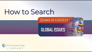 How to Search the Global Issues Gale in Context Database