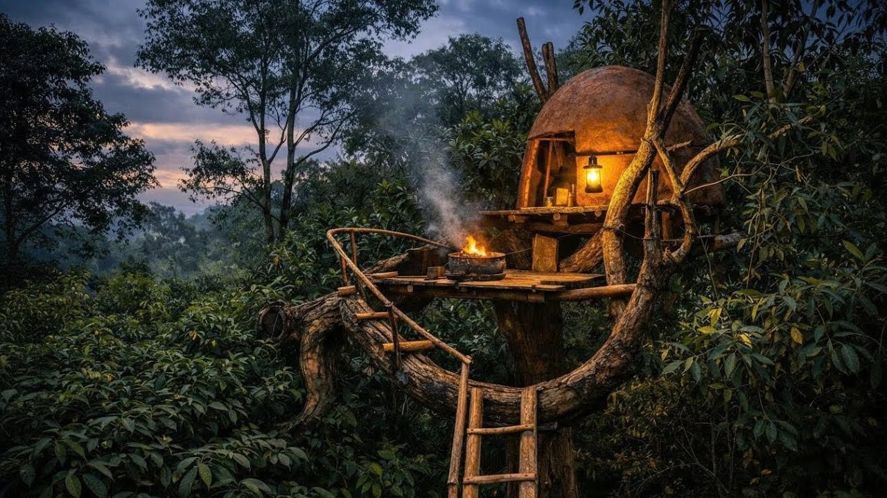 finish building shelters, overnight in the forest, build a tree shelter, cooking in the 🌳