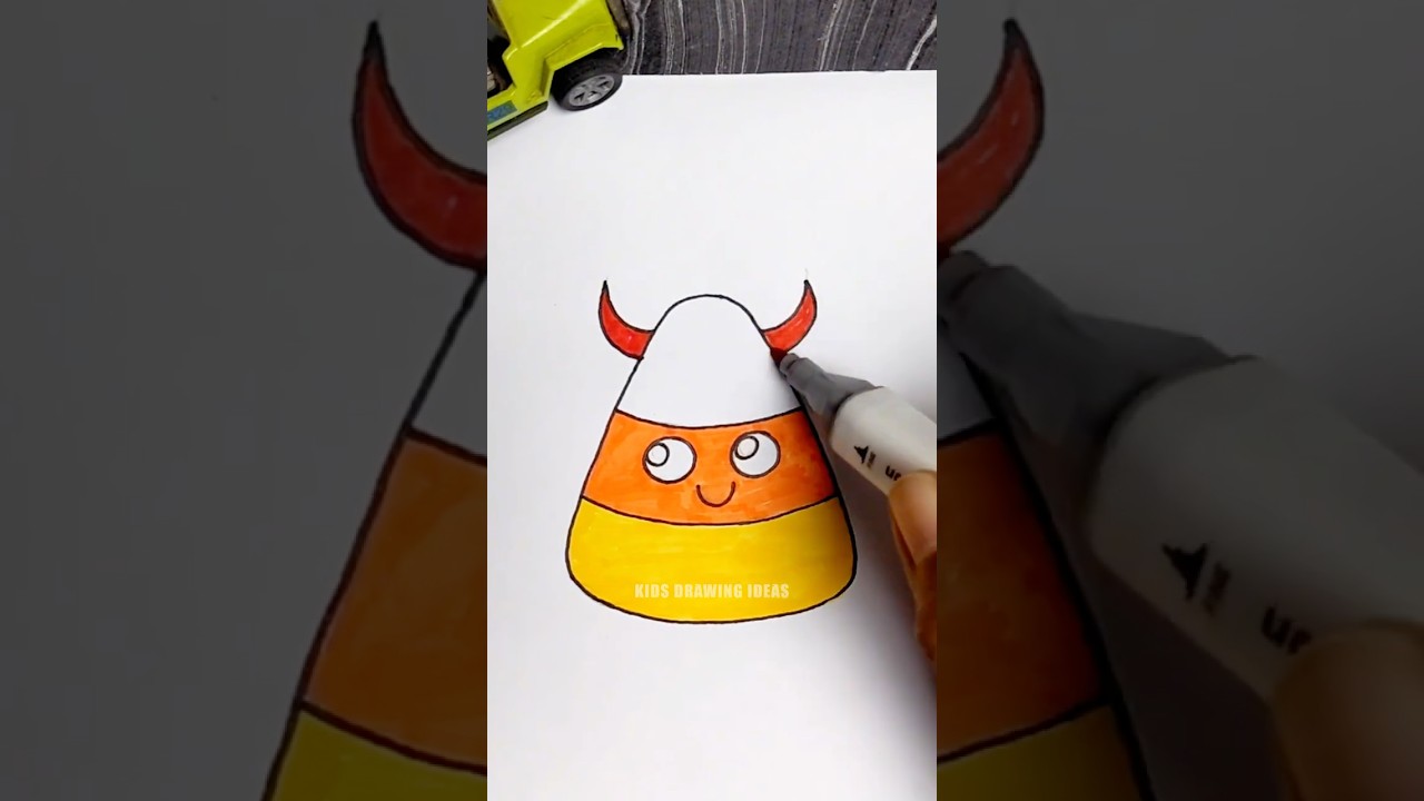 Cute Candy Corn Devil Drawing For Kids | Easy Halloween Drawing Ideas for Kids 🍬🎃 👿 