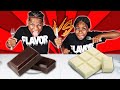 DARK VS WHITE CHOCOLATE FOOD CHALLENGE!!!