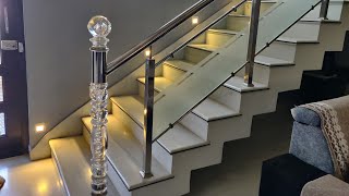 मार्बल में सीढ़ियां और रेलिंग का डिजाइन और रेट। stairs design with railing and price