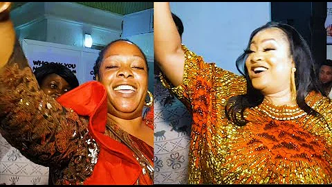 See Foluke Daramola Dance Moves As Her Colleague Celebrate Her As Builds Biggest Restaurant In Iju