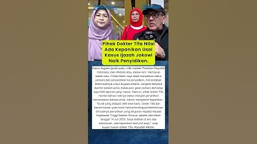 Pihak Dokter Tifa Nilai Ada Kepanikan Usai Kasus Ijazah Jokowi Naik Penyidikan
