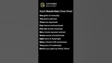 Rapid Muscle Gain Cheat Sheet Follow @lars.langen for DAILY muscle-gain hacks & tips!