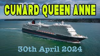 Cunard Cruise Ship ‘Queen Anne’ arrives in UK for first time, passing Cowes on 30th April 2024