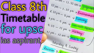 Timetable for ias aspirant class 8th | upsc timetable class 8th | hamari kaksha
