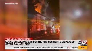 Local bar and grill destroyed, 7 displaced in 3-alarm fire