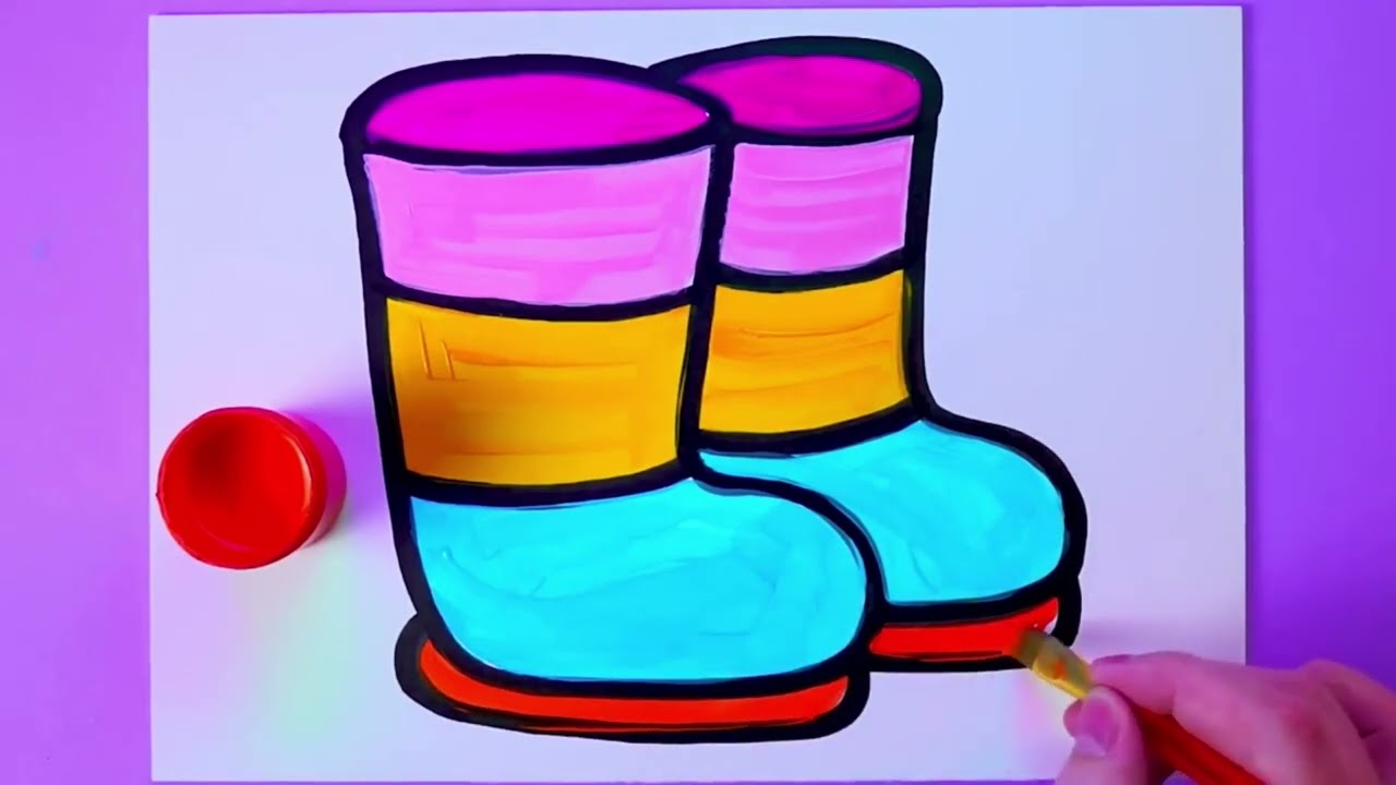 How to Draw Colorful Rain Boots | Easy Drawing for Kids