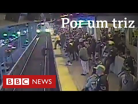 Homem escapa de atropelamento por um triz ao cair em trilho do metrô nos EUA