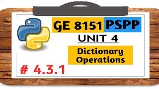 GE 8151 PSPP NOTES # 4.3.1 Dictionary Operations