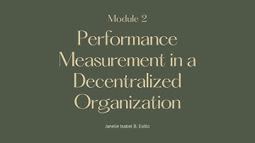 Performance Measurement in a Decentralized Organization