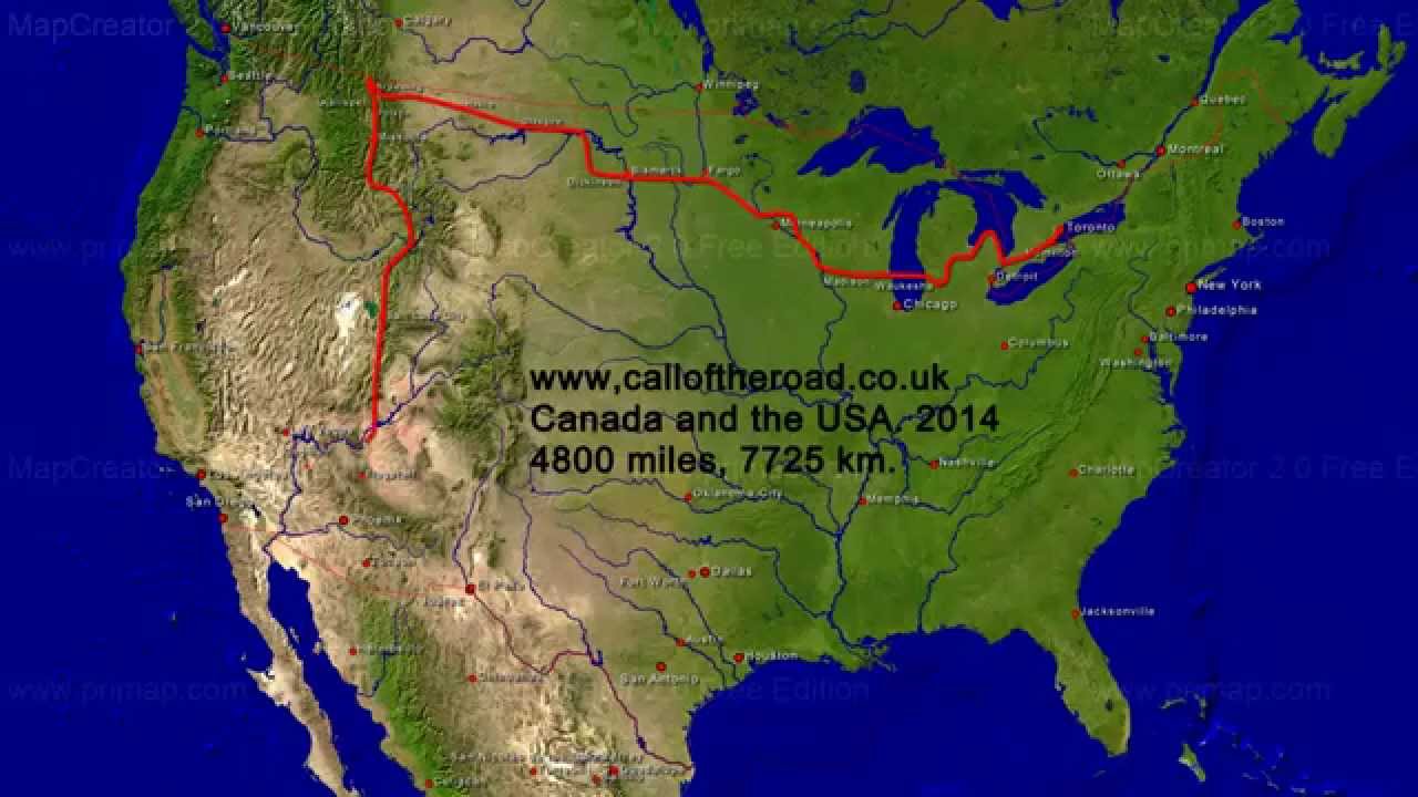 canada to usa travel distance