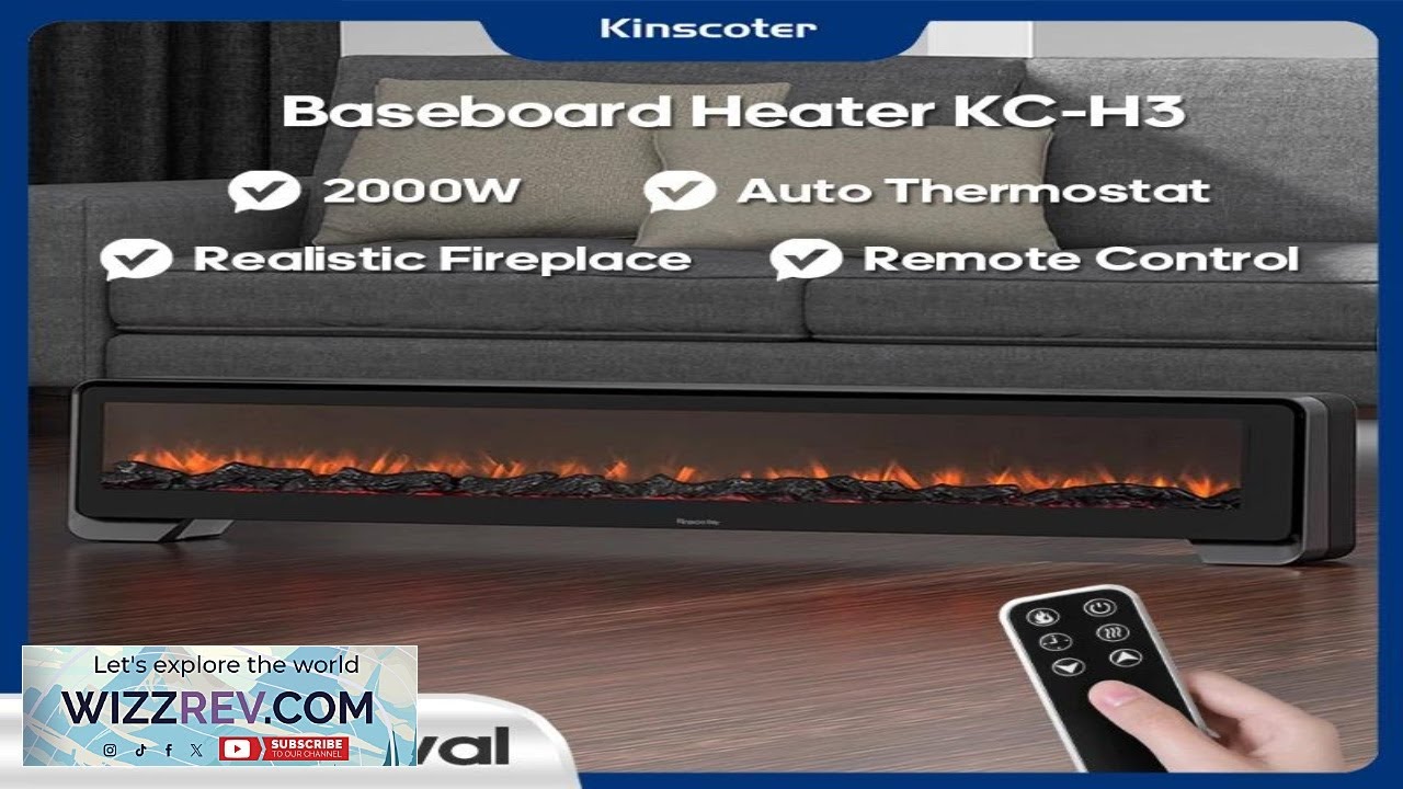 KINSCOTER KR 2000W Baseboard Heater Element Fireplace Light Space Warmer Fan Energy