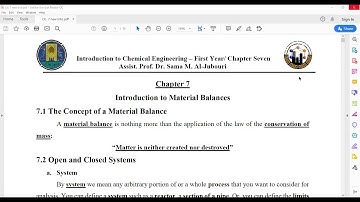 Introduction to Chemical Engineering(Chapter 7) part1