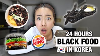 24 HOUR EATING BLACK FOOD IN KOREA! 