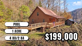 4 Bed, 2 Bath Kentucky Mountain Cabin With An Above-Ground Pool