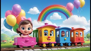 Rainbow Train Color Ride | Nursery Rhyme Song for Kids | Learning