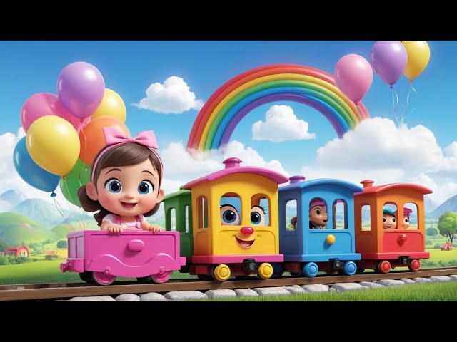Rainbow Train Color Ride | Nursery Rhyme Song for Kids | Learning