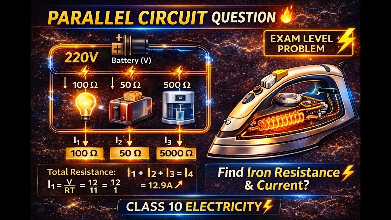 Parallel Circuit Numerical Class 10 ⚡|Find Resistance of Electric Iron|220V Problem Explained